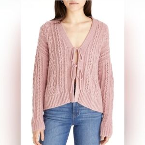 Madewell Pink Cable Knit Cardigan
